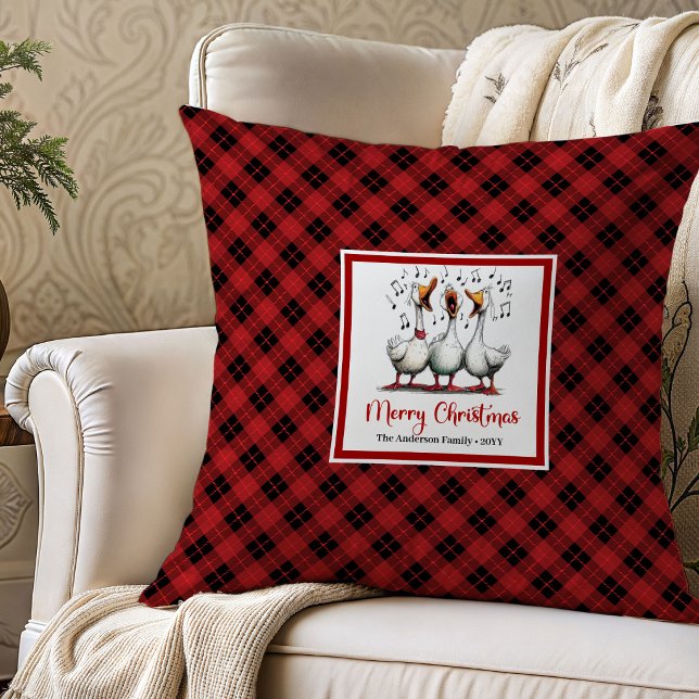 Christmas Funny Goose Playful Throw Pillow Art (Christmas Funny Goose Playful Throw Pillow Art)