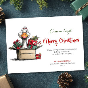 Christmas Funny Goose Quirky Playful Greeting Card