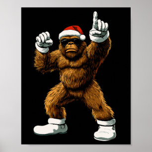 Christmas Funny Graphic Tee Bigfoot Santa Kids Boy Poster