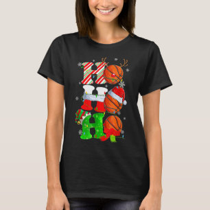 Christmas Funny Ho Ho Ho Basketball Pajama Santa L T-Shirt
