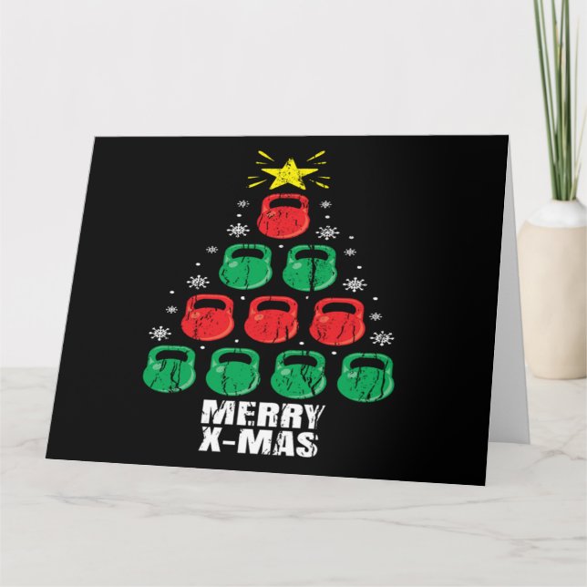 Christmas Funny Kettlebells Tree Holiday Workout Card (Front)
