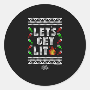 Christmas Funny - Let's Get Lit  Classic Round Sticker