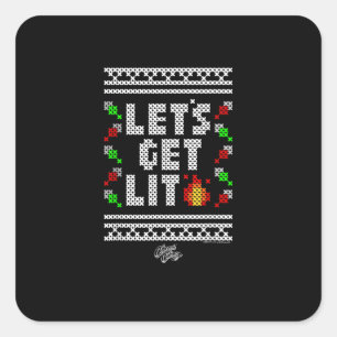 Christmas Funny - Let's Get Lit  Square Sticker