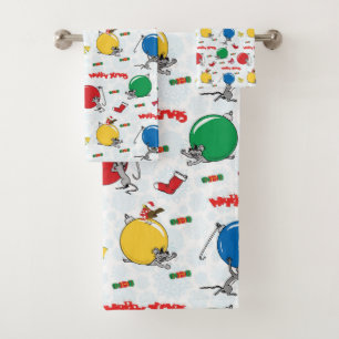 Christmas funny mouse with balls bath towel set