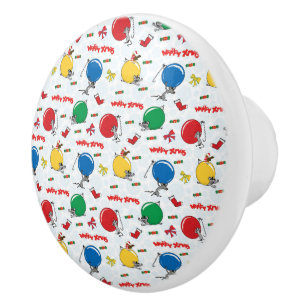 Christmas funny mouse with balls ceramic knob