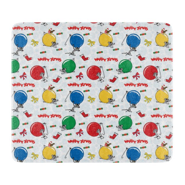 Christmas funny mouse with balls cutting board (Front)