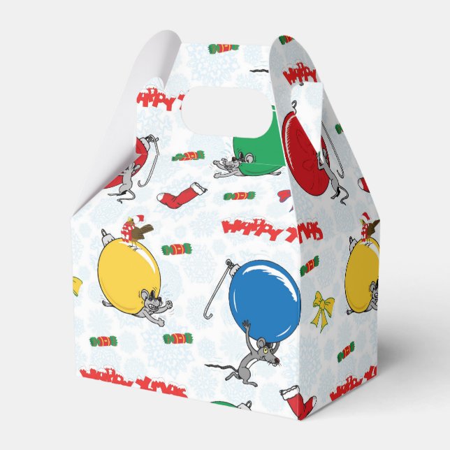 Christmas funny mouse with balls favour box (Front Side)