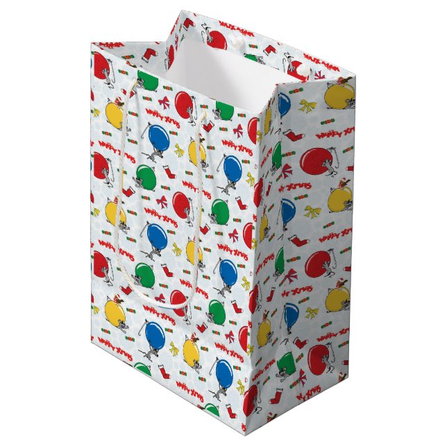 Christmas funny mouse with balls medium gift bag (Front Angled)