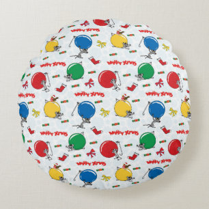 Christmas funny mouse with balls round cushion
