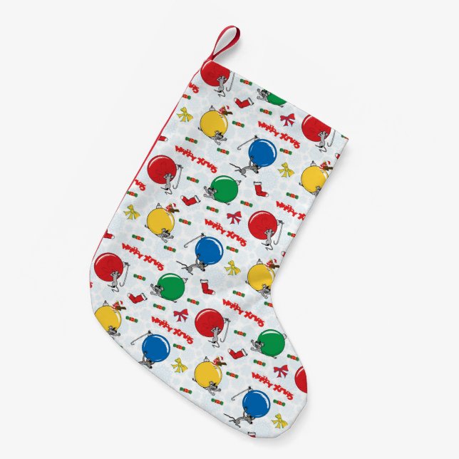 Christmas funny mouse with balls small christmas stocking (Front (Hanging))