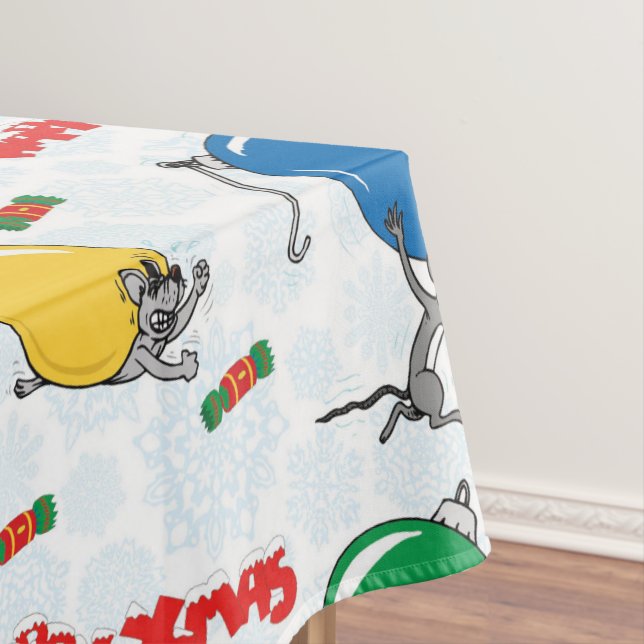 Christmas funny mouse with balls tablecloth (In Situ)