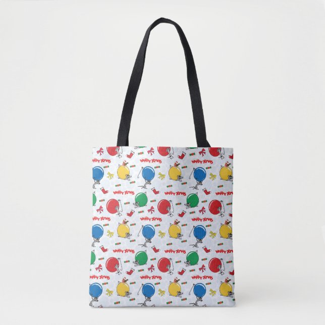 Christmas funny mouse with balls tote bag (Front)
