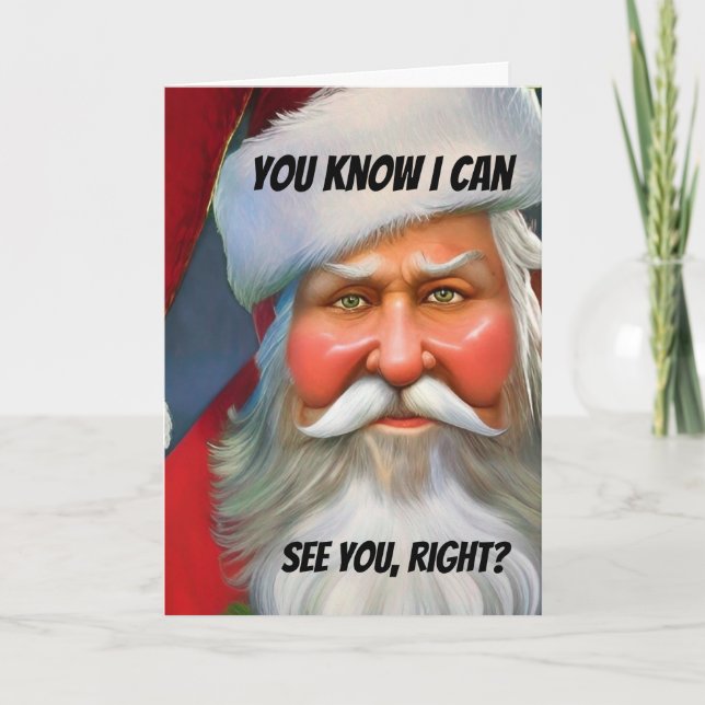 Christmas Funny Novelty I CAN SEE YOU. STOP THAT! Thank You Card (Front)