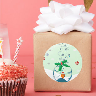Christmas Funny Pet Goldfish Classic Round Sticker