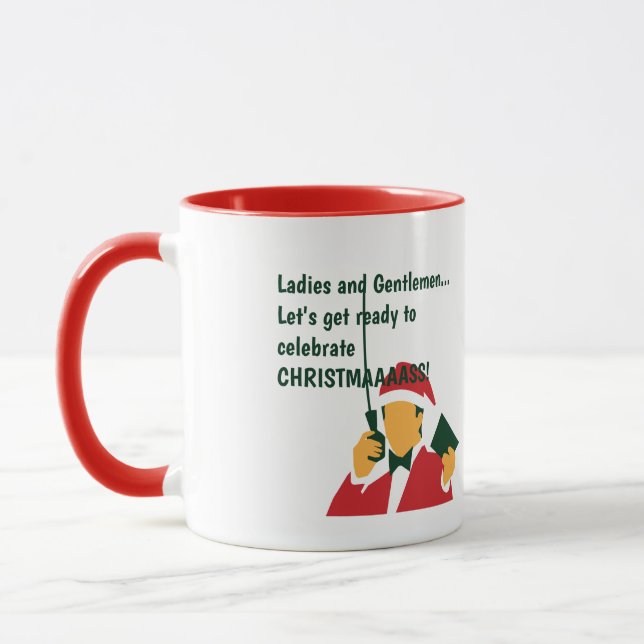 Christmas funny pun quote announce  mug (Left)