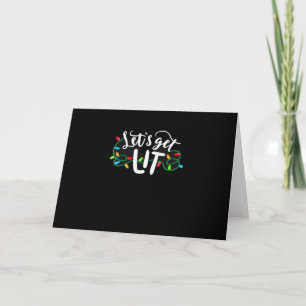 Christmas Funny Pyjamas Let's Get Lit Christmas Cl Card