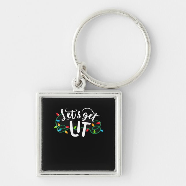 Christmas Funny Pyjamas Let's Get Lit Christmas Cl Key Ring (Front)