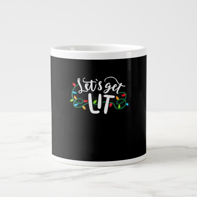Christmas Funny Pyjamas Let's Get Lit Christmas Cl Large Coffee Mug (Front)