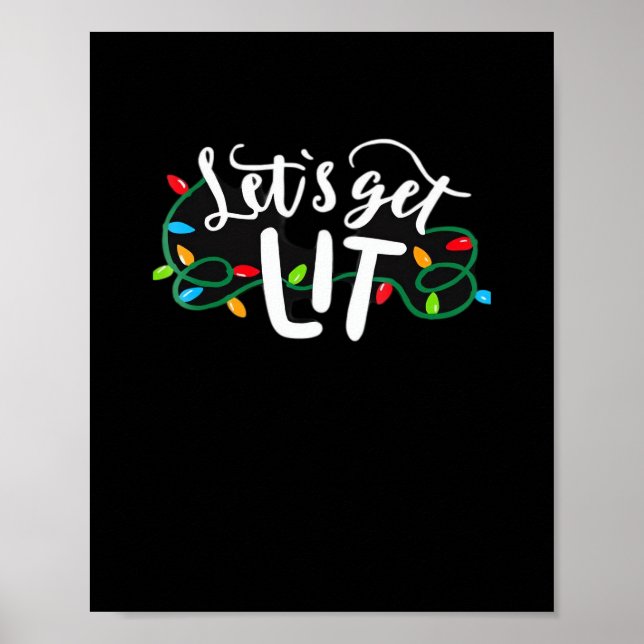Christmas Funny Pyjamas Let's Get Lit Christmas Cl Poster (Front)