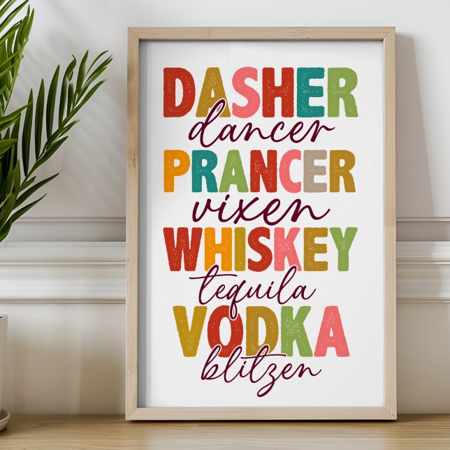 Christmas Funny Reindeer Drinks Typography Poster (Creator Uploaded)