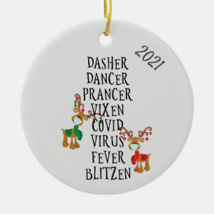 Christmas Funny Reindeer Names Covid 2020 Ceramic Ornament