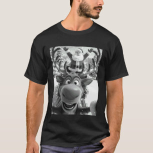 Christmas Funny Reindeer Selfie with Santa Sleigh T-Shirt
