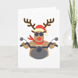 Christmas Funny Rudolf Biker Motorcycle Holiday Card