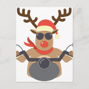 Christmas Funny Rudolf Biker Motorcycle Holiday Postcard