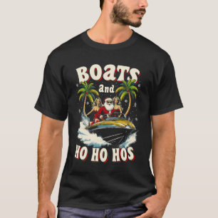 Christmas Funny Santa Boats And Ho Ho Hos Boat Cap T-Shirt
