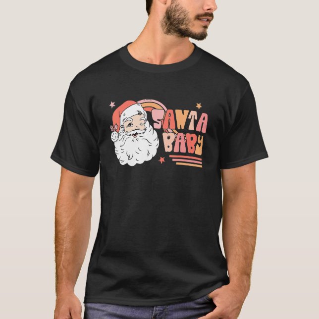 Christmas Funny Santa New Mama Baby Pregnancy Rain T-Shirt (Front)