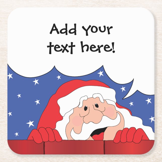 Christmas Funny Santa Says Square Paper Coaster (Front)