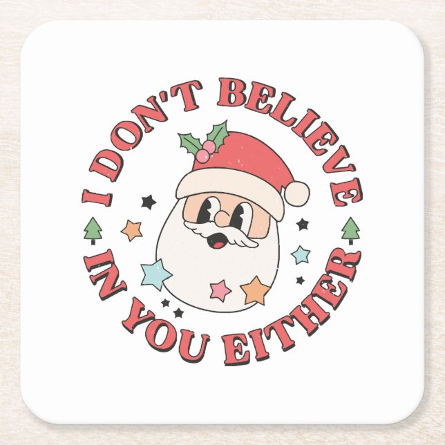 Christmas Funny Santa  Square Paper Coaster (Front)