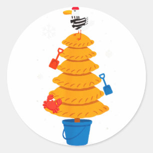 Christmas Funny Seagull Cornish Pasty Holiday Desi Classic Round Sticker