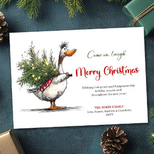 Christmas Funny Silly Goose Minimalist Greeting  Holiday Card