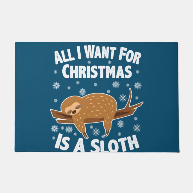 Christmas Funny Sloth Doormat (Front)