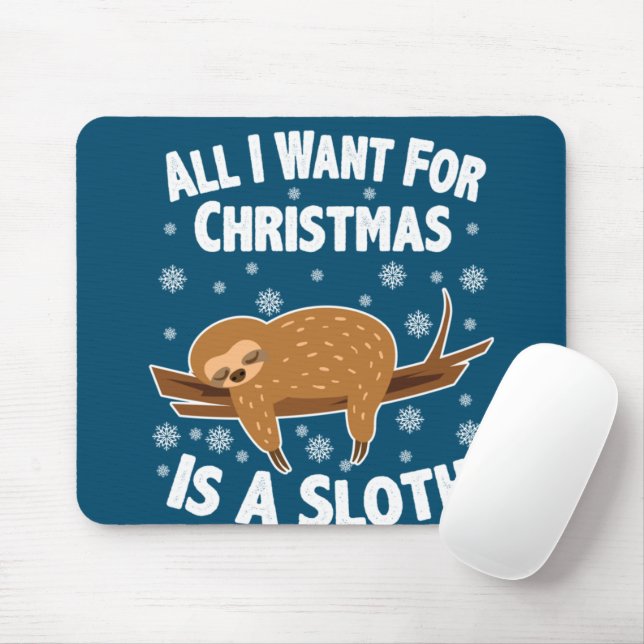 Christmas Funny Sloth Mouse Pad (With Mouse)