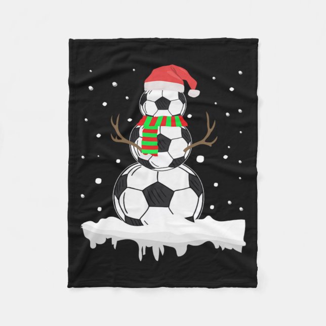 Christmas Funny Soccer Ball Snowman Xmas Sport Fleece Blanket (Front)