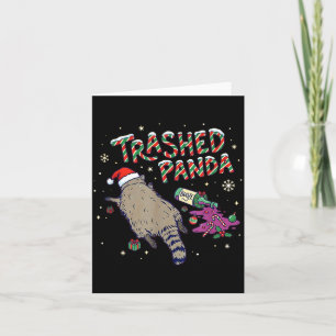 Christmas Funny Trashed Panda Racoon Gets Drunk Xm Card