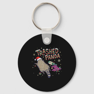 Christmas Funny Trashed Panda Racoon Gets Drunk Xm Key Ring