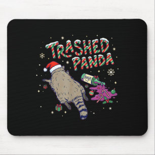 Christmas Funny Trashed Panda Racoon Gets Drunk Xm Mouse Pad