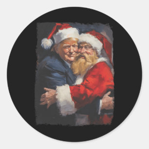 Christmas Funny Trump Santa Claus Retro Vintage Xm Classic Round Sticker