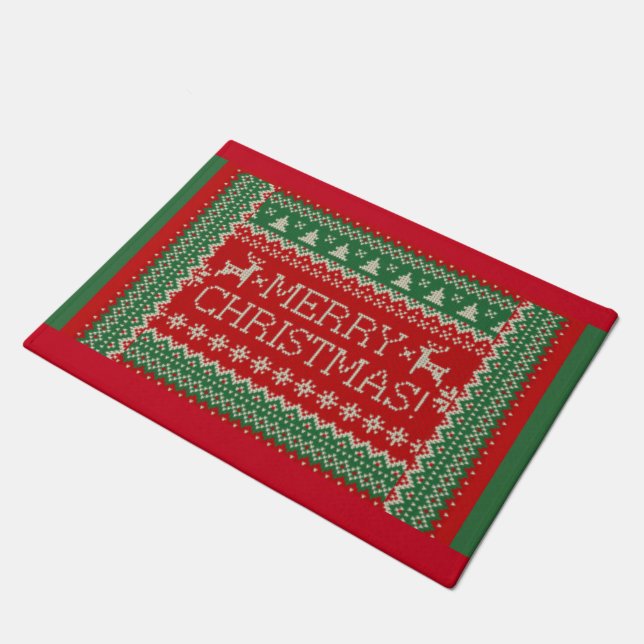 Christmas funny Ugly Sweater Doormat Welcome mat (Angled)
