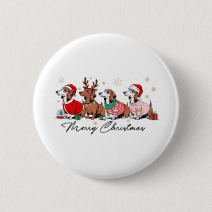 Christmas Funny Weenie Dog Dachshund Cute Merry Xm 6 Cm Round Badge