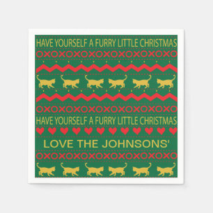 Christmas Furry Little Cats Napkin