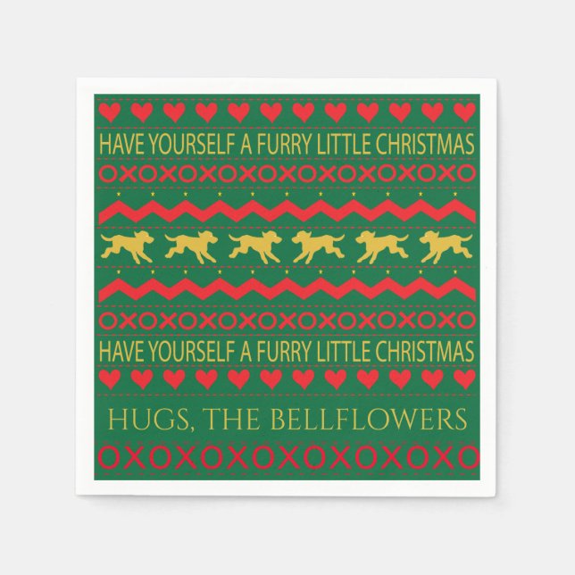 Christmas Furry Little Dogs Napkin (Front)