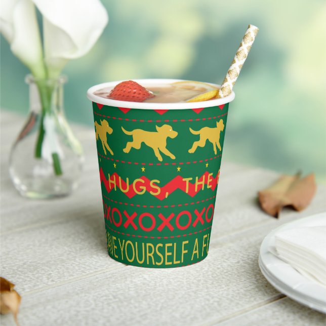 Christmas Furry Little Dogs Paper Cups (Insitu)