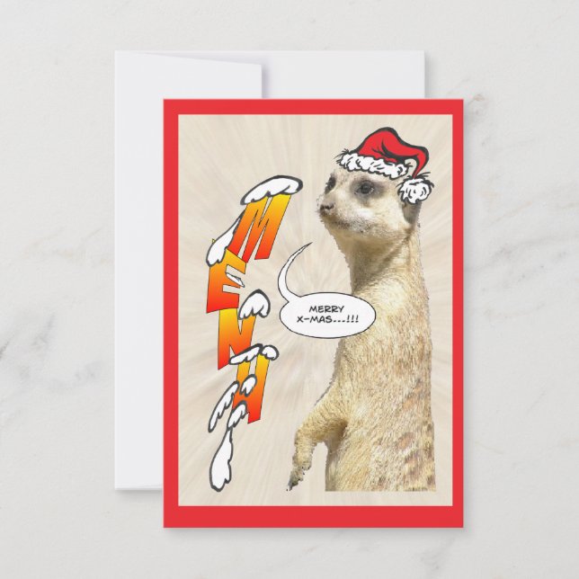 Christmas Furry Meerkat Menu Invitation (Front)