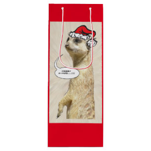 Christmas Furry Meerkat RED Wine Bag