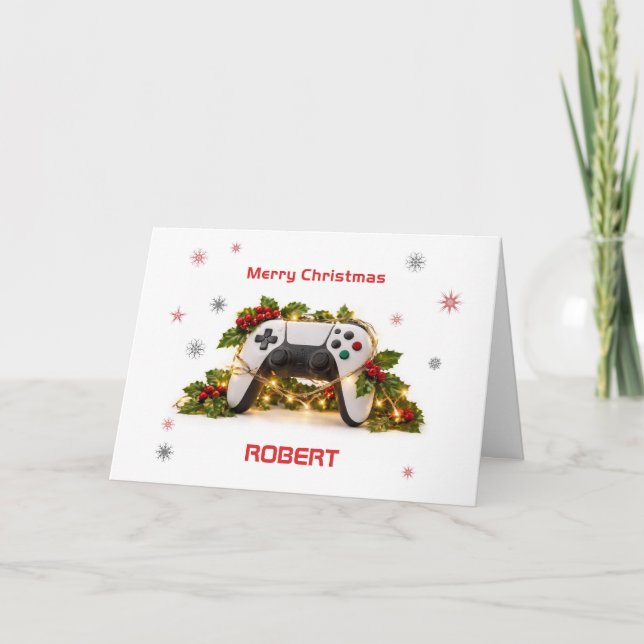 Christmas Game Controller Add A Name Holiday Card (Front)