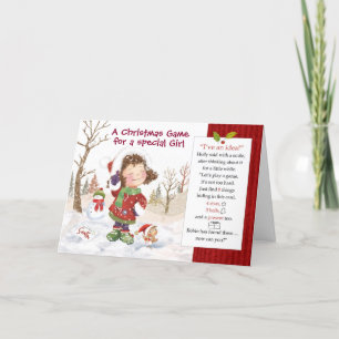 Christmas Game for Girl. Find 8 things hidden Card